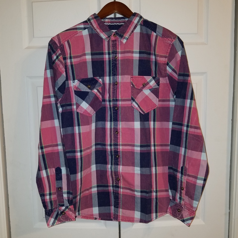 Iron Man Multi Color Plaid Button Up